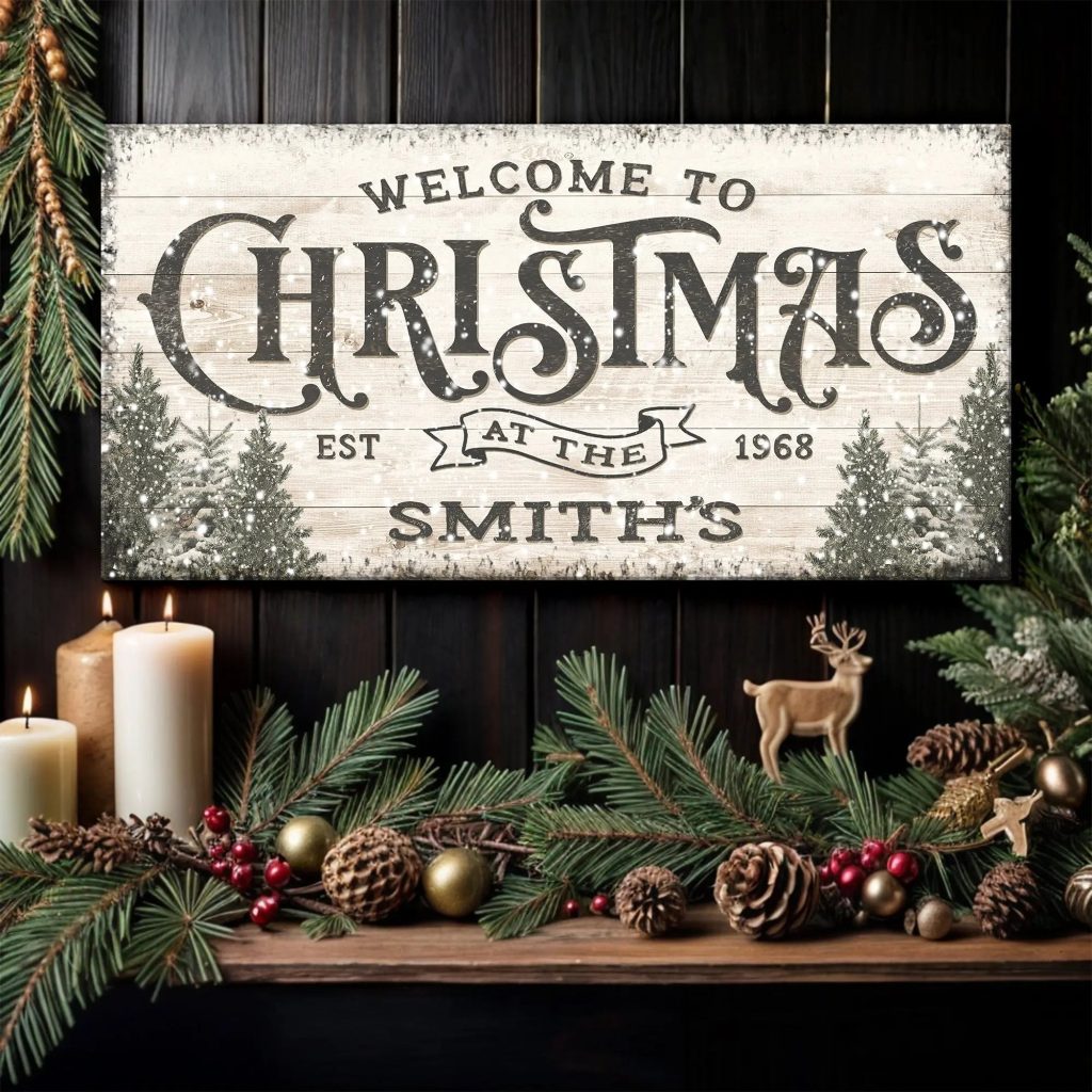 Family Welcome To Christmas Sign III suitedtosucceed